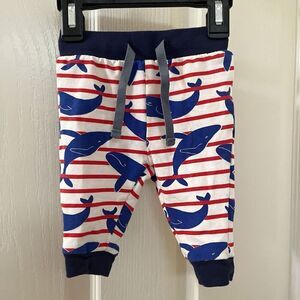 Baby Boden Striped Whale Jogger Pants Boys Size 0-3 Months